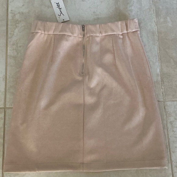 Simplee L faux suede blush Skirt Romantic Coquette Barbiecore Feminine Fairycore - Picture 3 of 8